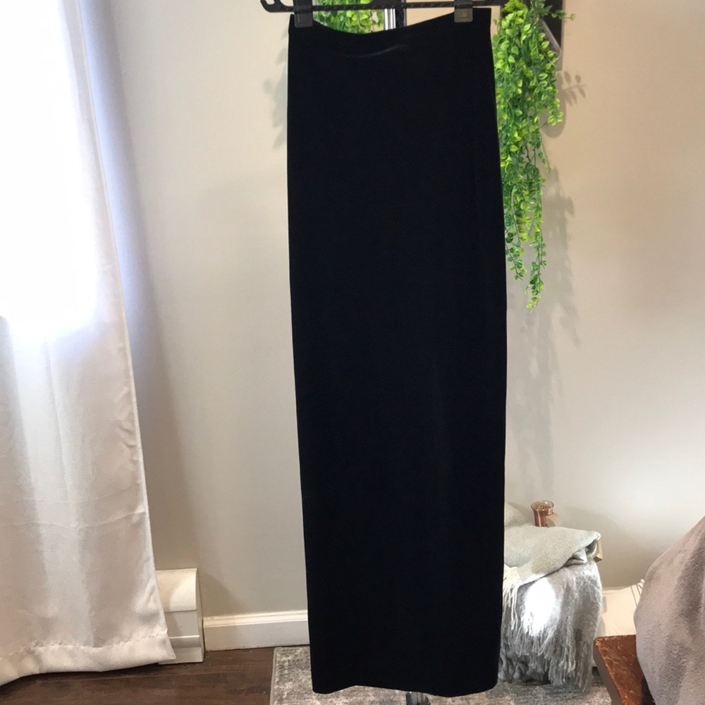Cache velvet black floor length skirt.